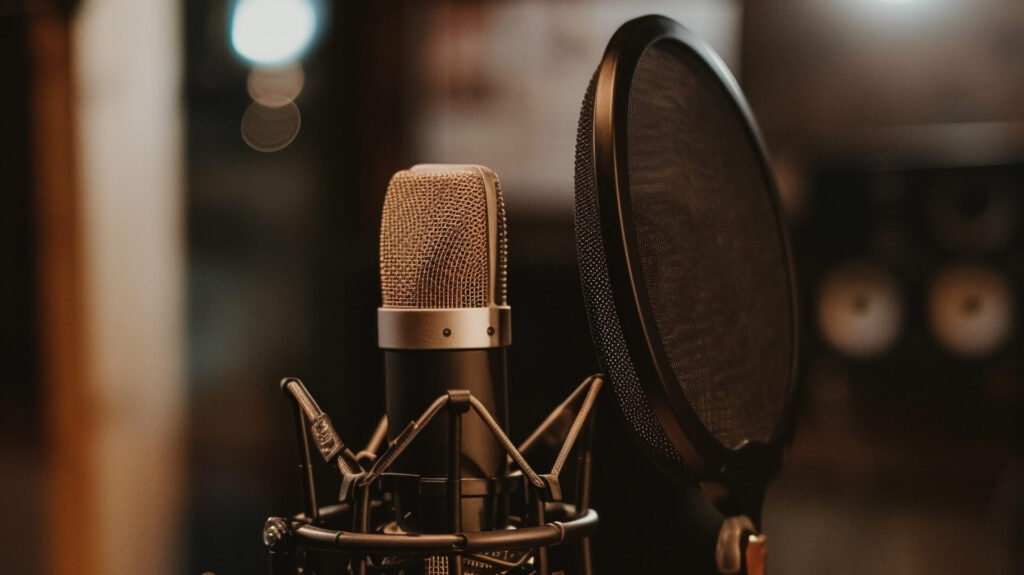 Studio microphone representing licensed commercial music for businesses