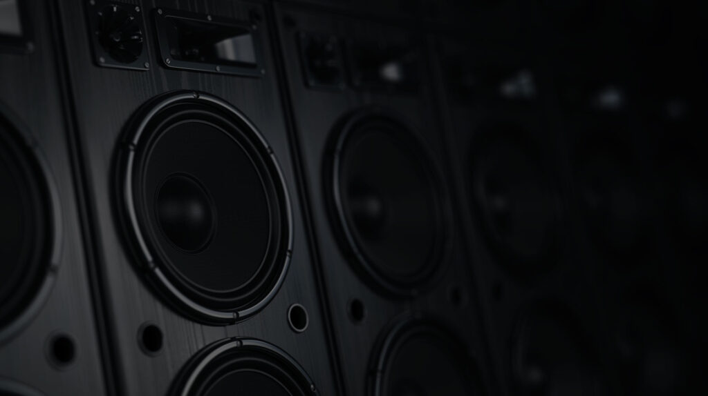 Commercial speakers ready for a professional sound installation