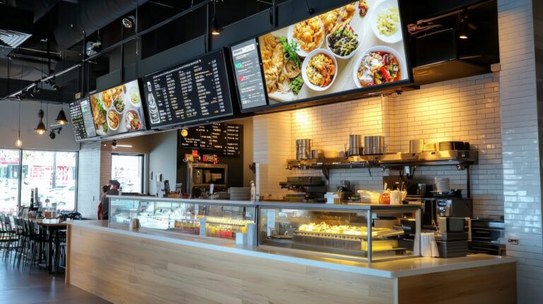 Digital Menu Boards at Fast food restaurant