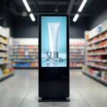 digital advertising displays in a grocery store