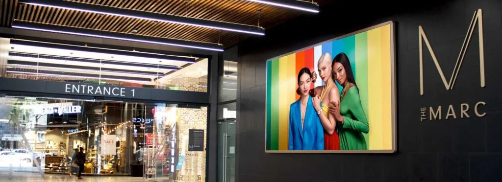 Digital signage display screen at The MARC in Sandton