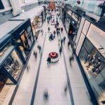 A mall with a lot of foot traffic, that benefits from a royalty-free music playlist